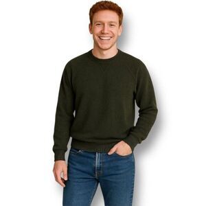 Peru Unlimited L Alpaca Wool Sweater Olive Green Crew Neck Pullover Knit NWT